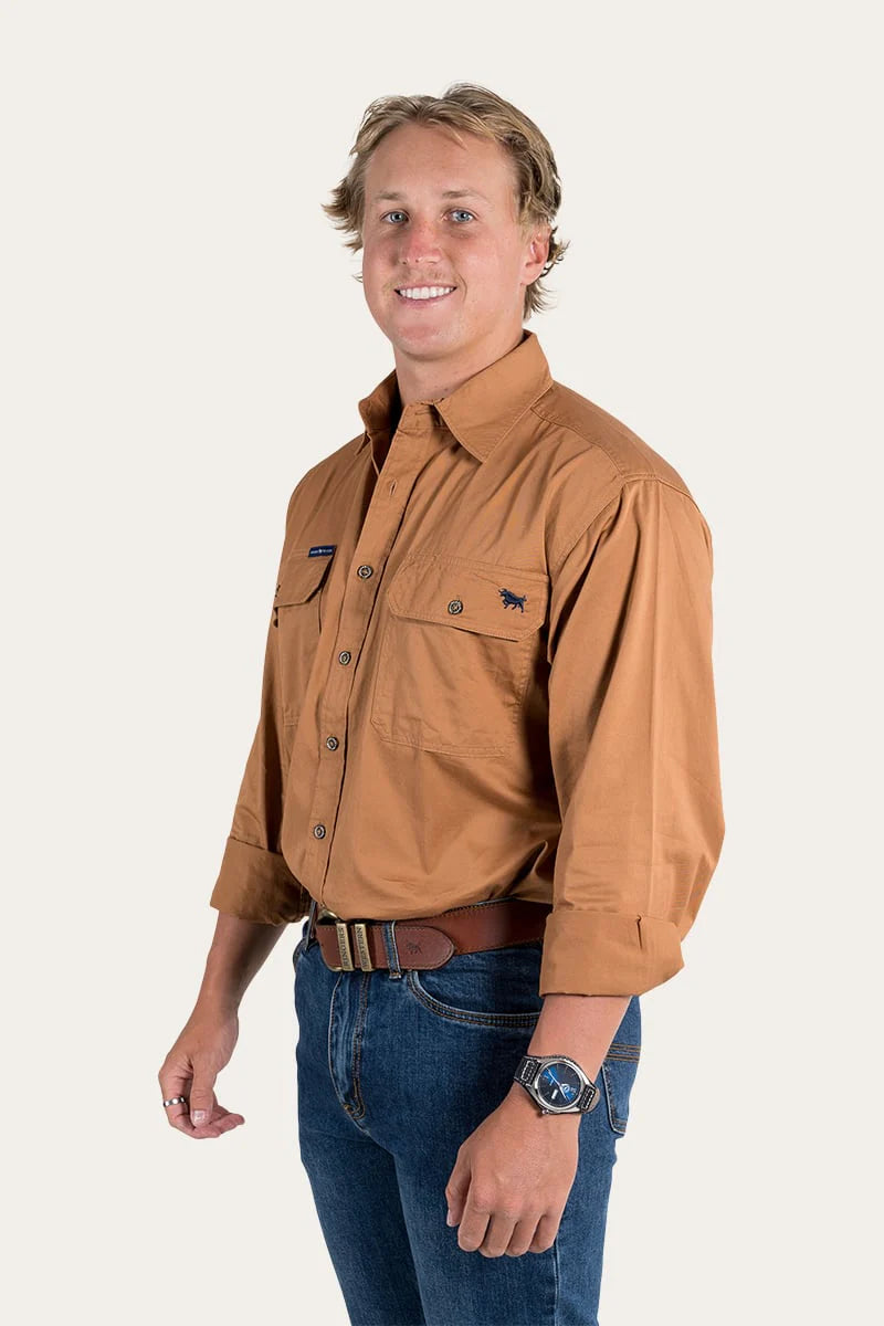 King River Mens Full Button Work Shirt - Rust