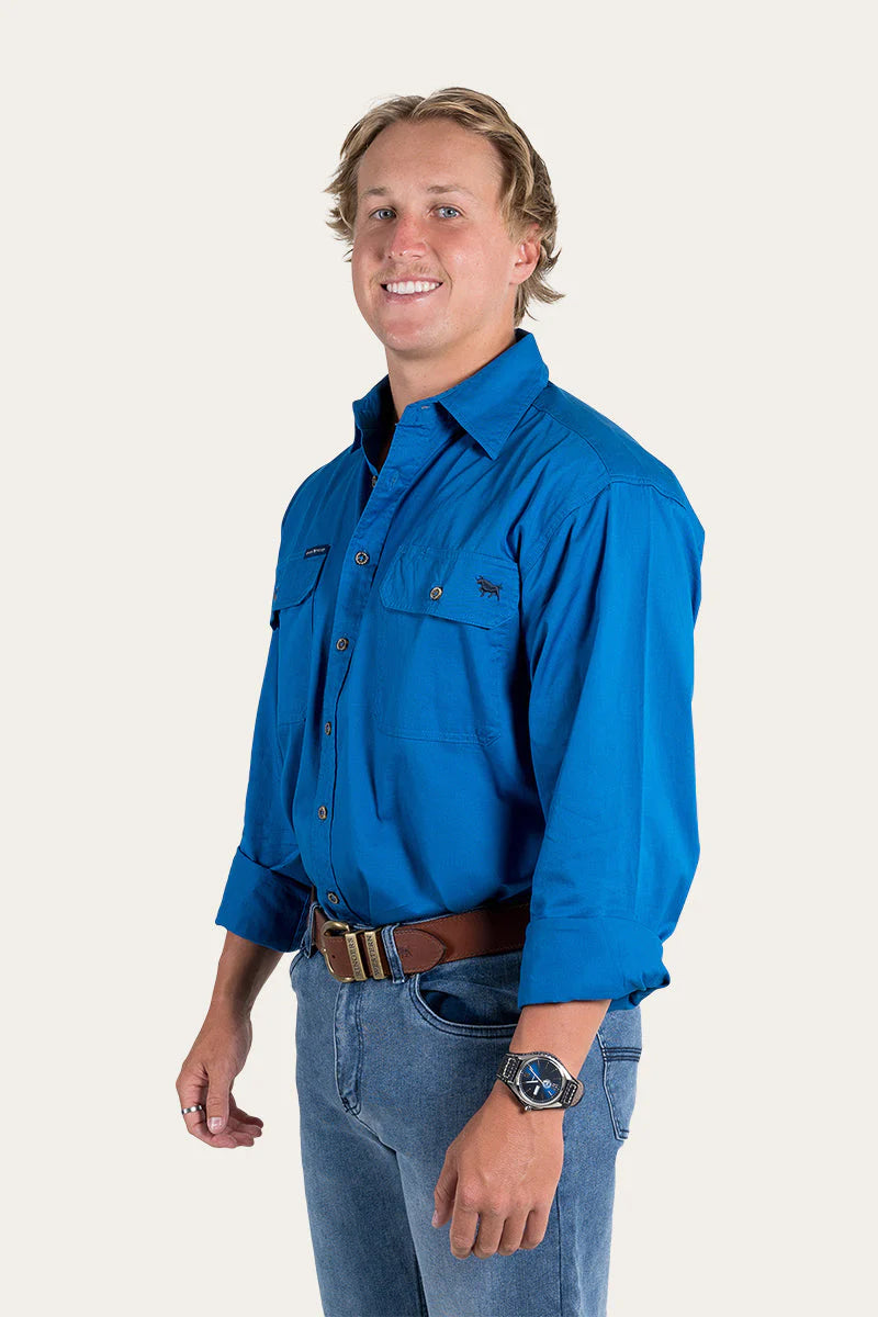 King River Mens Full Button Work Shirt - Snorkel Blue