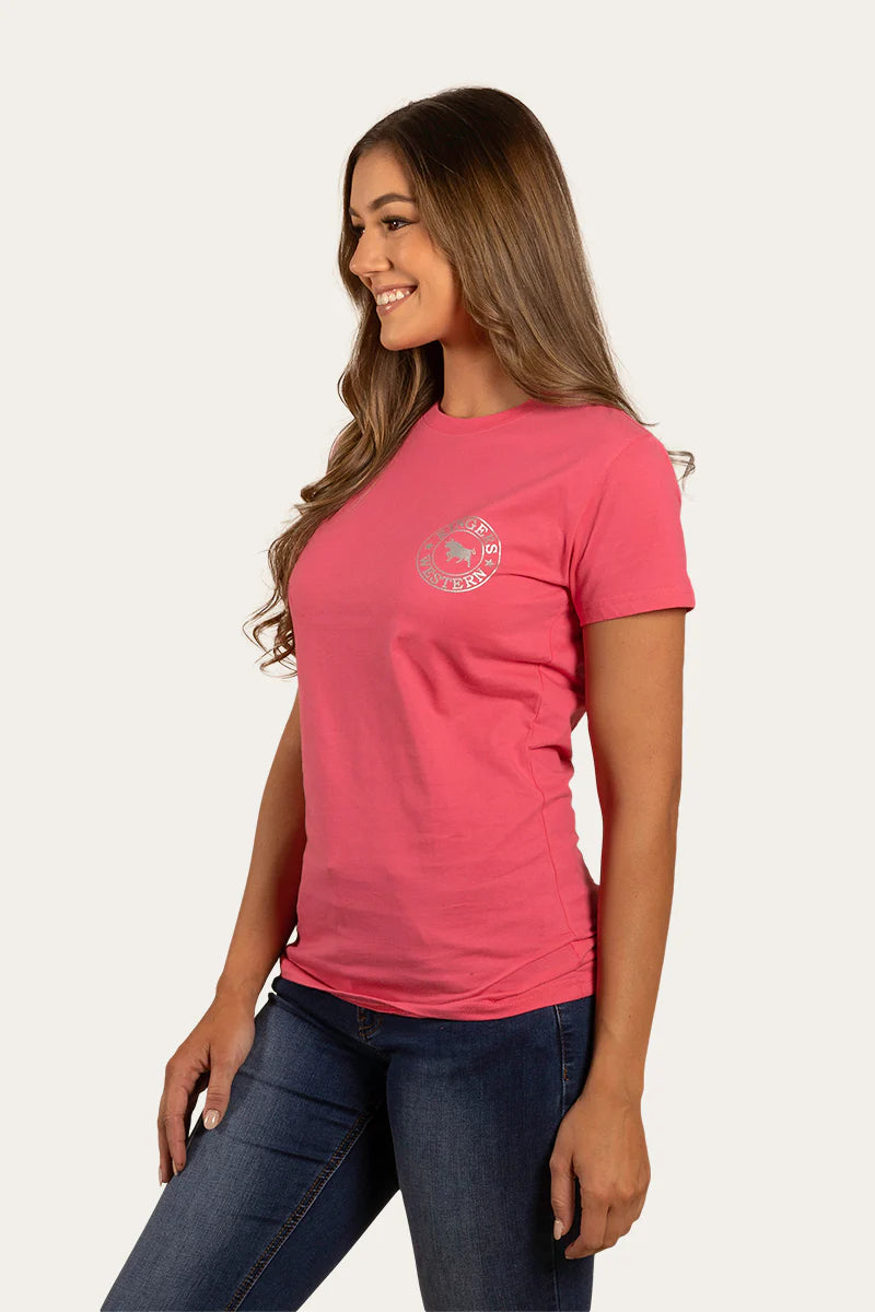 Signature Bull Womens Classic Fit T-Shirt-  Melon/Silver