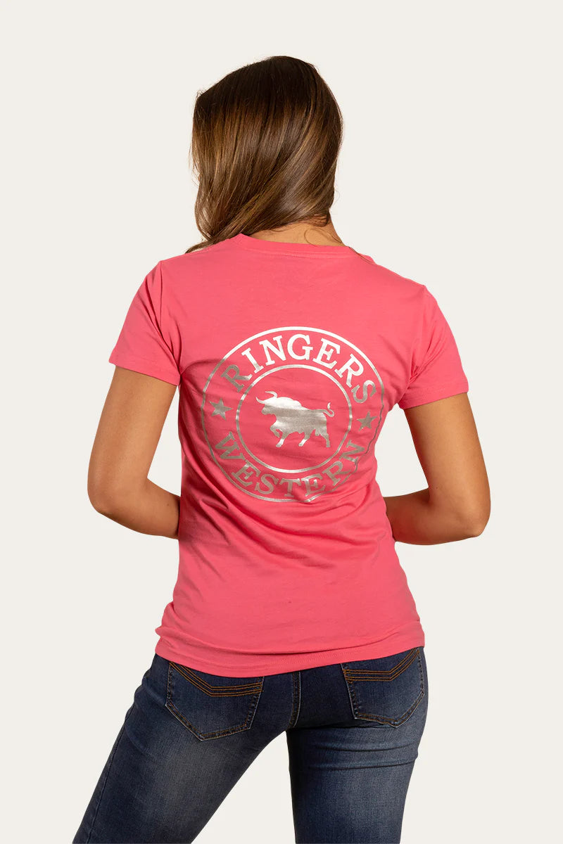 Signature Bull Womens Classic Fit T-Shirt-  Melon/Silver