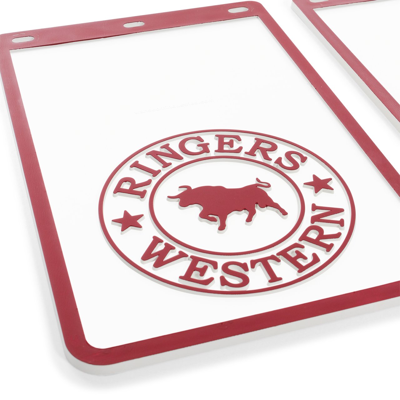 RW 4WD MUD FLAPS - WHITE/BURGUNDY - Ringers Western Toowoomba
