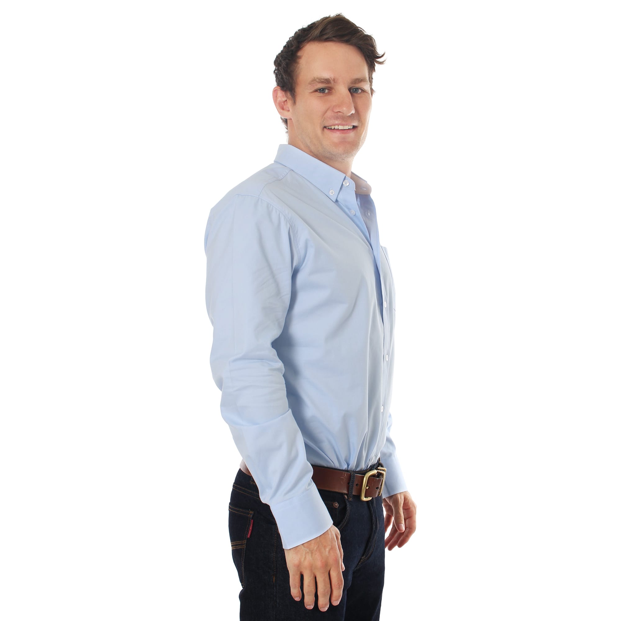 Heritage Mens Plain Twill Dress Shirt - Chambray Blue - Ringers Western Toowoomba