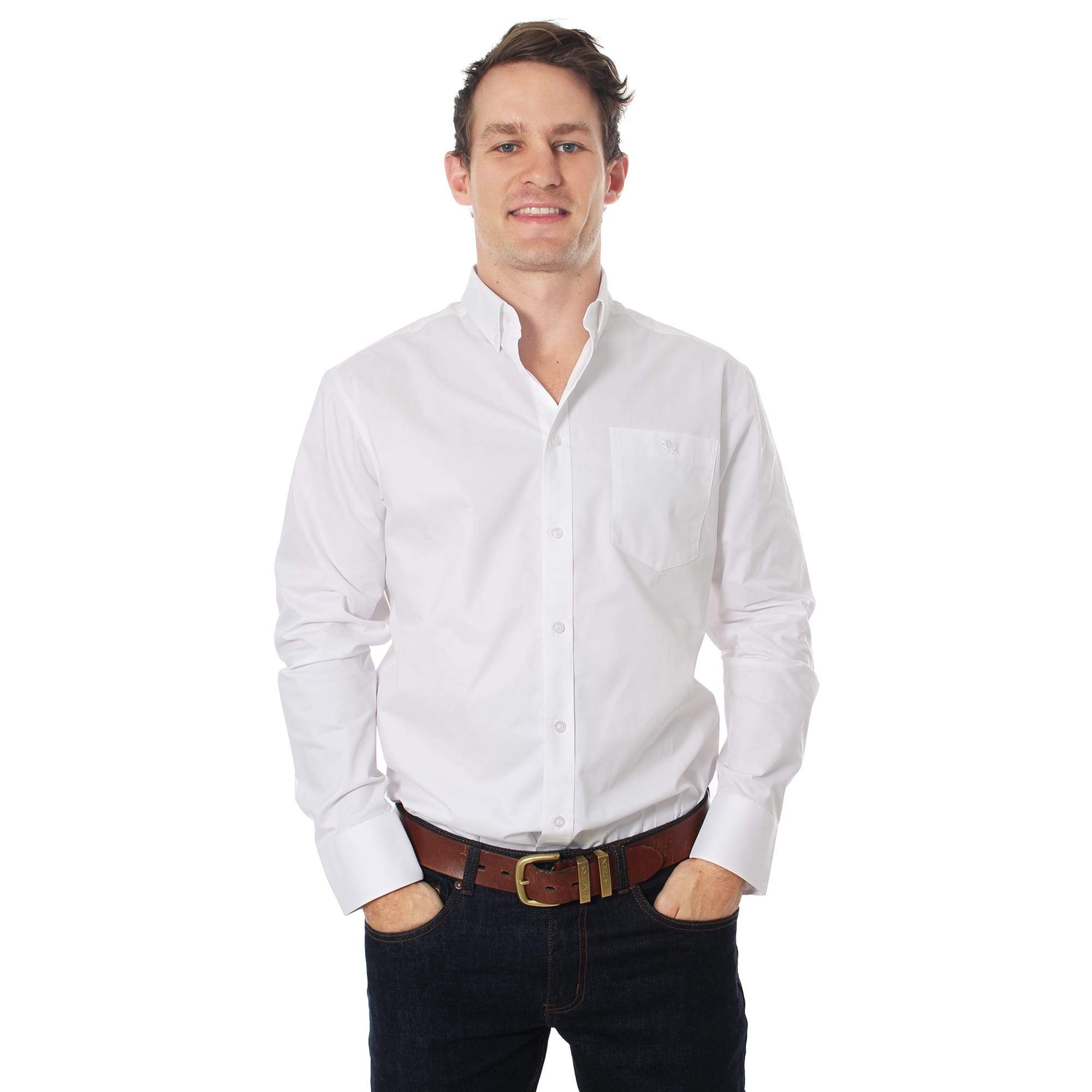 Heritage Mens Plain Dress Shirt - White