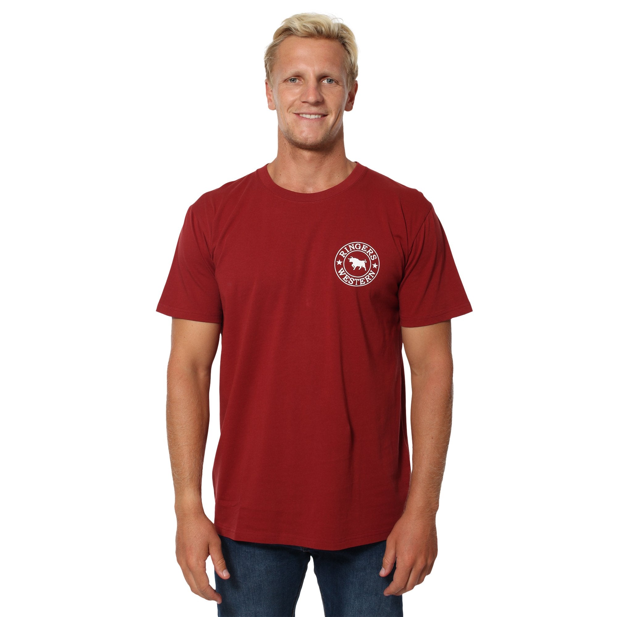 Signature Bull Mens Classic Fit T-Shirt - Amber With White Print