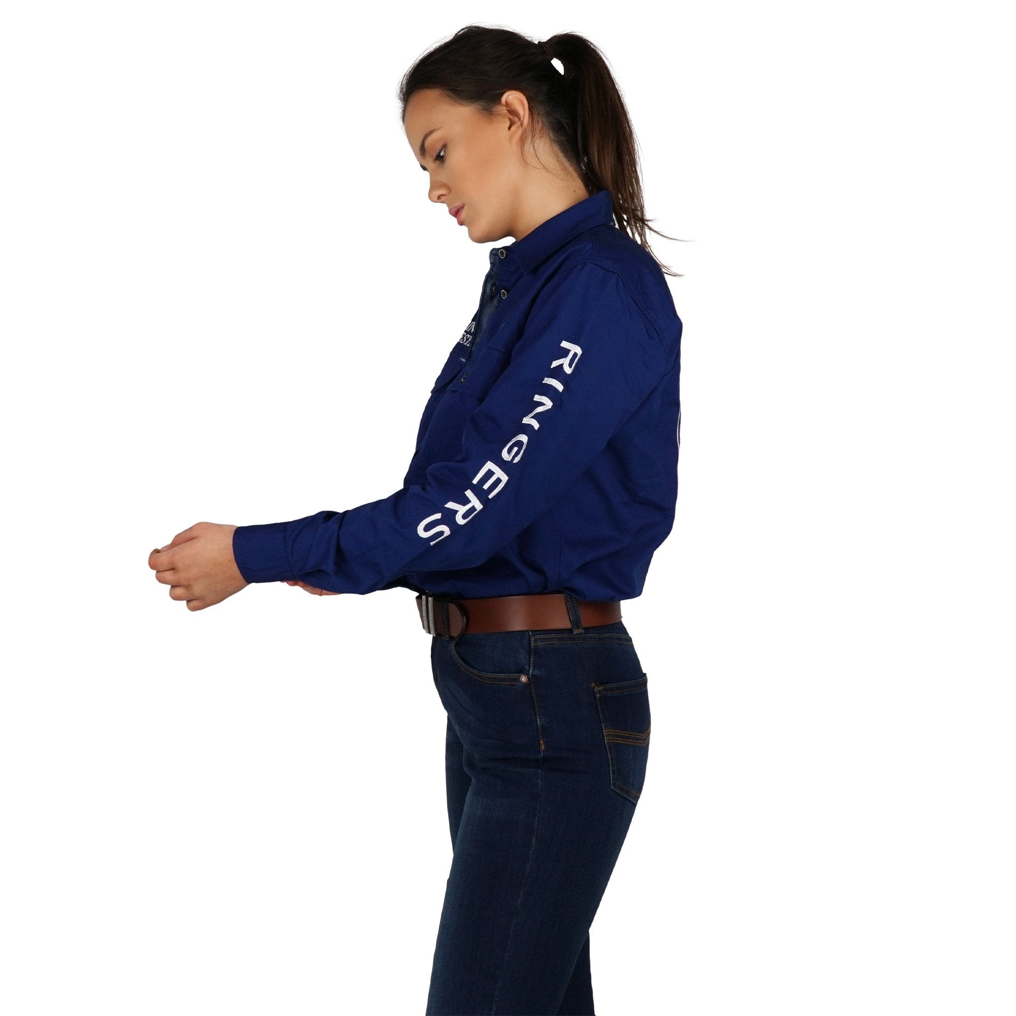 Signature Jillaroo Womens Full Button Work Shirt - Navy - Ringers Western Toowoomba