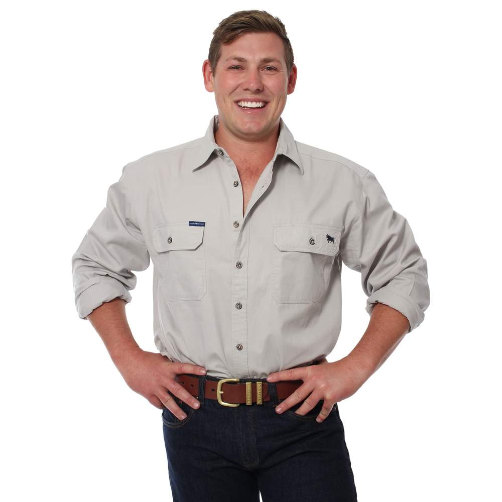 King River Full Button Work Shirt - Beige