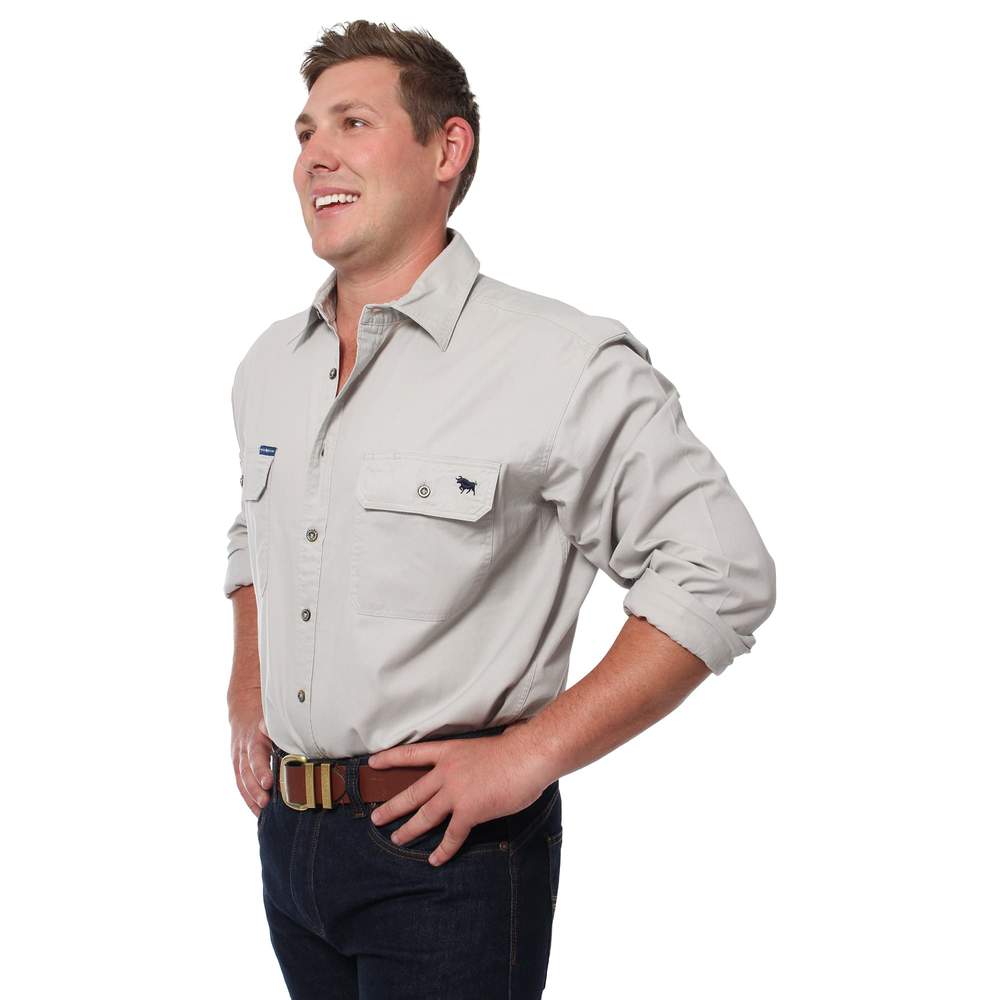 King River Full Button Work Shirt - Beige