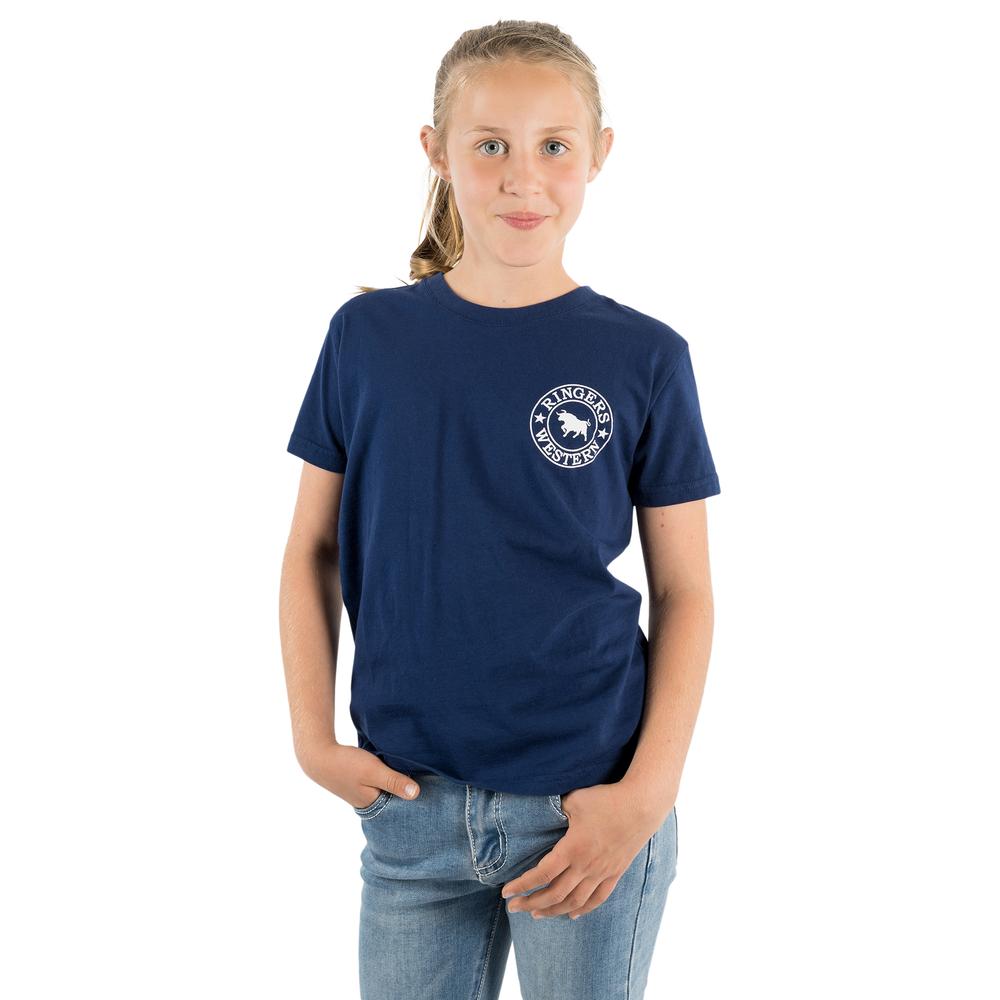 Signature Bull Kids Classic Fit T-Shirt - Navy With White Print