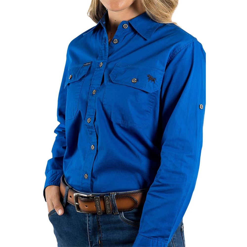 Pentecost River Womens Full Button Work Shirt - Royal Blue