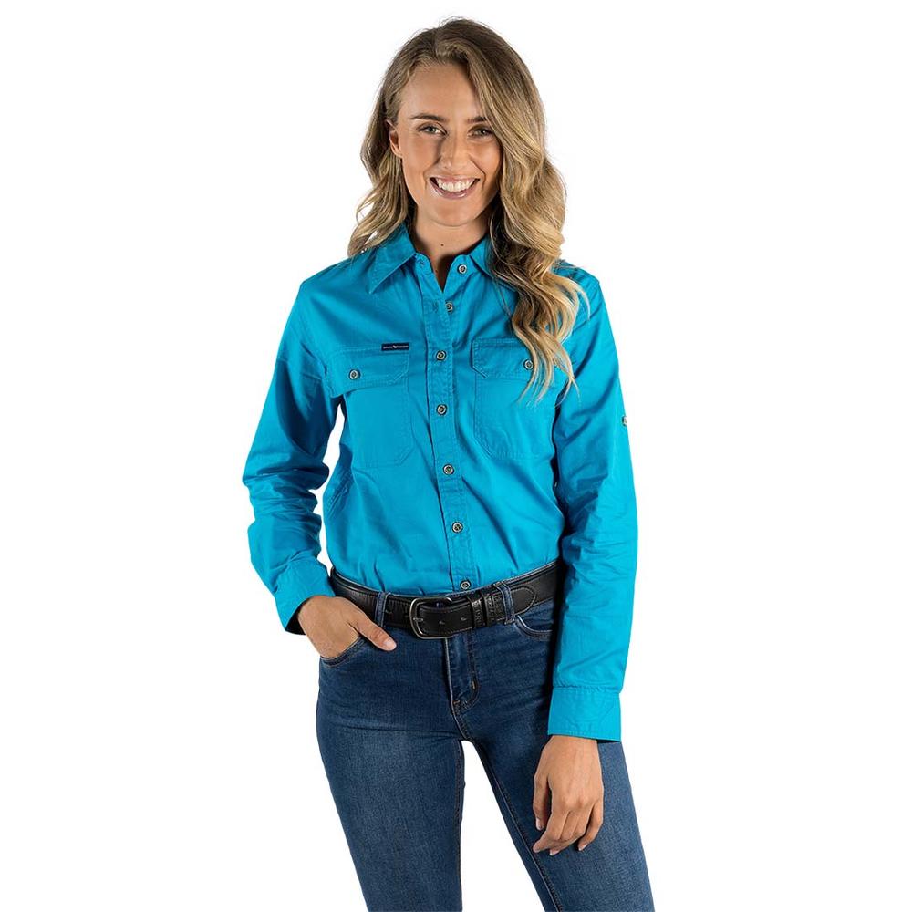 Pentecost River Womens Full Button Work Shirt - Turquoise