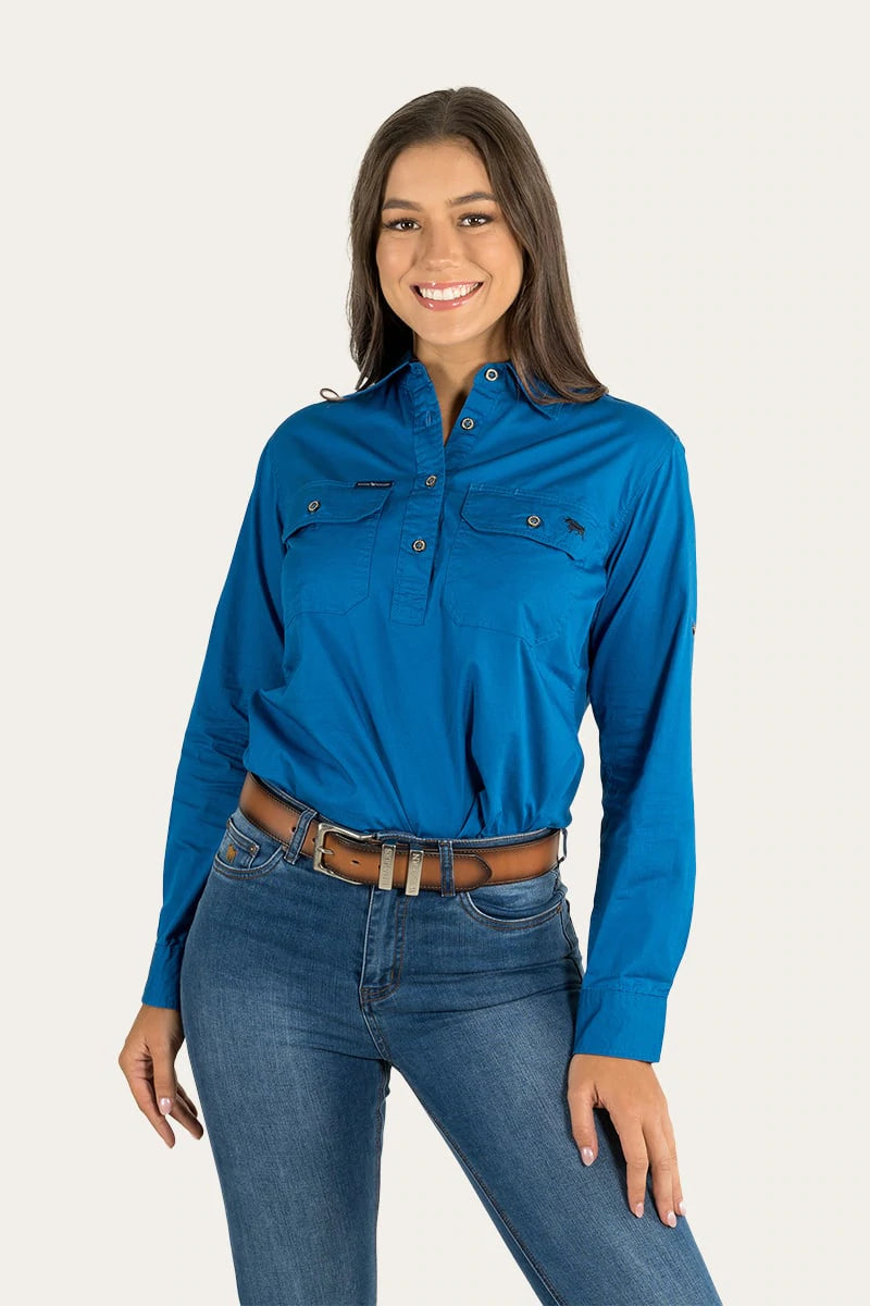 Pentecost River Womens Half Button Work Shirt - Snorkel Blue