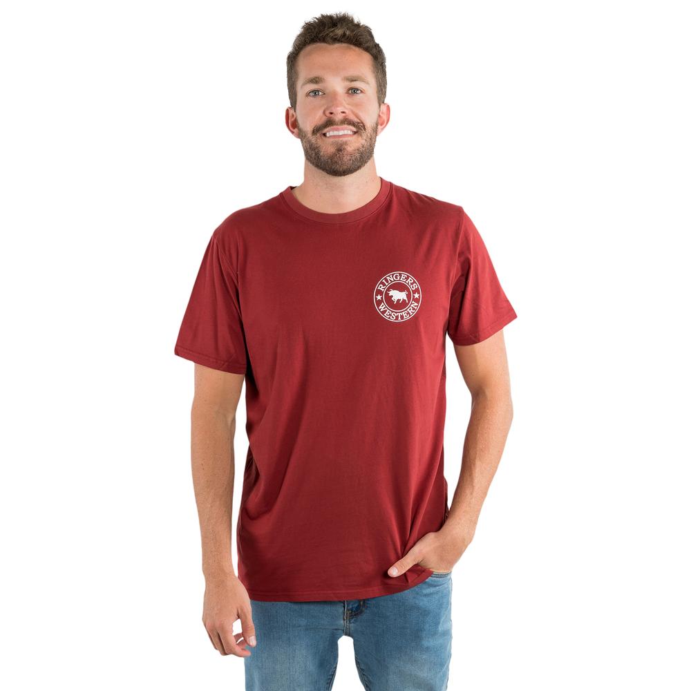 Signature Bull Mens Loose Fit T-Shirt - Amber With White Print
