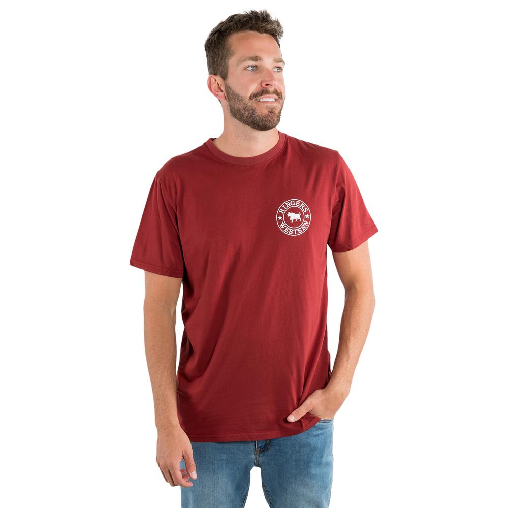 Signature Bull Mens Loose Fit T-Shirt - Amber With White Print