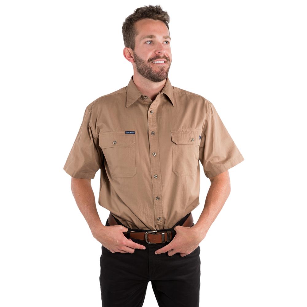 Lake Argyle Mens Short Sleeve Full Button Work Shirt - Clay