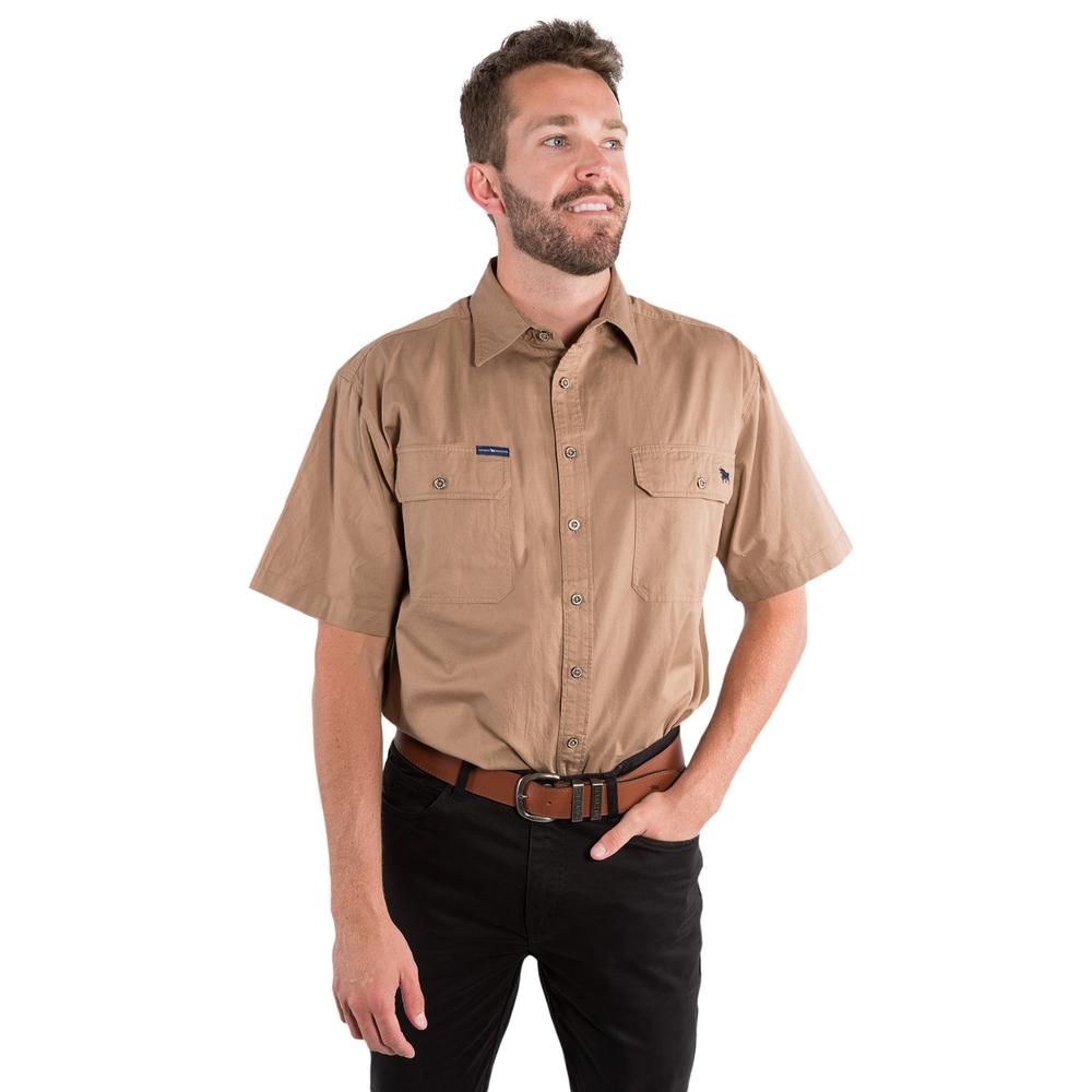Lake Argyle Mens Short Sleeve Full Button Work Shirt - Clay