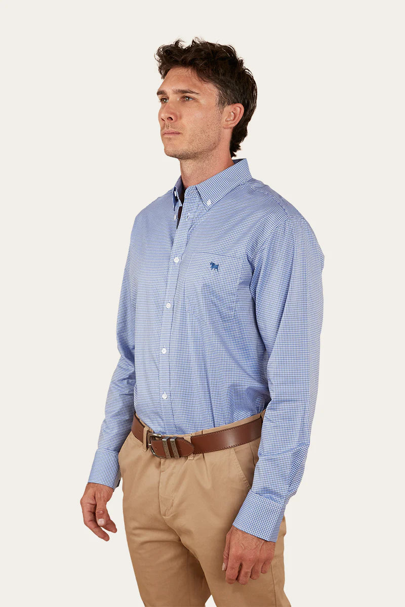 Heritage Mens Check Dress Shirt  - Blue
