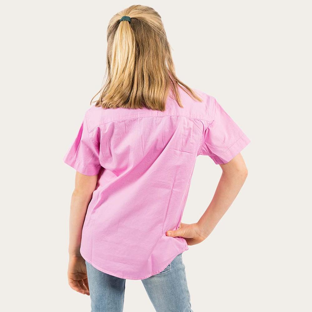 Ord River Kids Half Button Short Sleeve Work Shirt - Pastel Pink