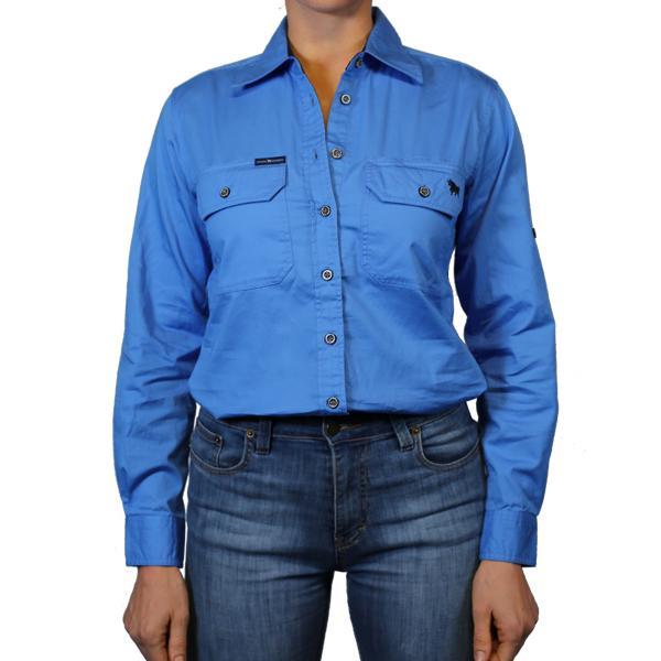 Pentecost River Womens Full Button Work Shirt - Blue - Ringers Western Toowoomba