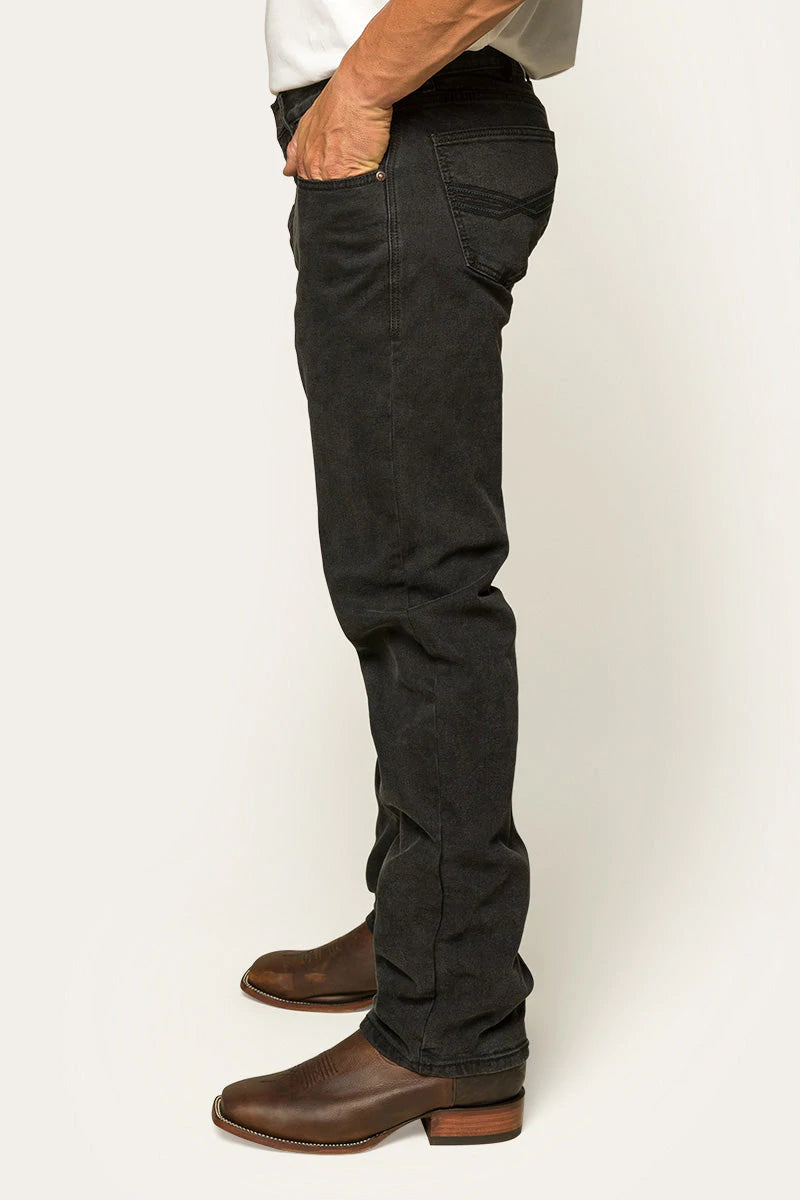 Muster Mens Slim Straight Fit Mid Rise Jean - Black