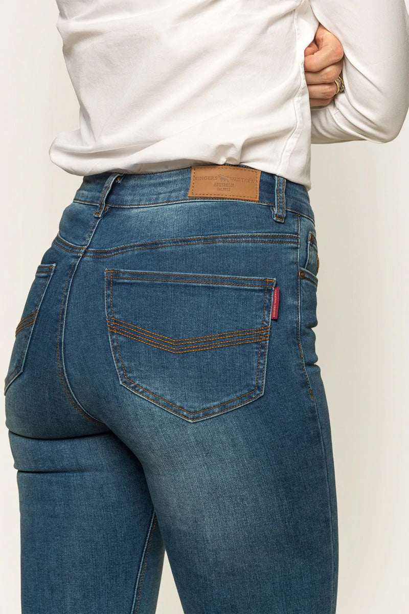 Penny Womens High Rise Bootleg Jean - Vintage Blue Wash