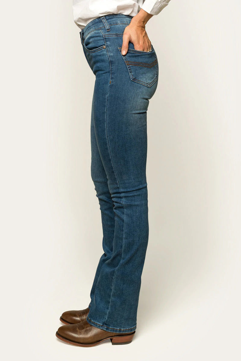 Penny Womens High Rise Bootleg Jean - Vintage Blue Wash
