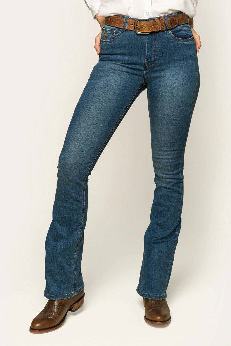 Penny Womens High Rise Bootleg Jean - Vintage Blue Wash
